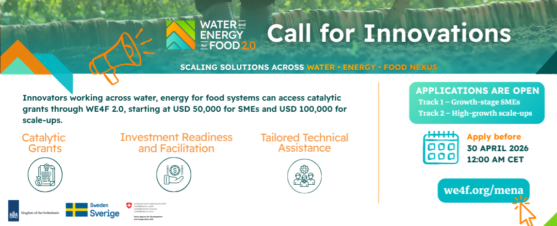 Water and Energy for Food 2.0 – Regional Call for Scale-ups (Track 2) – MENA